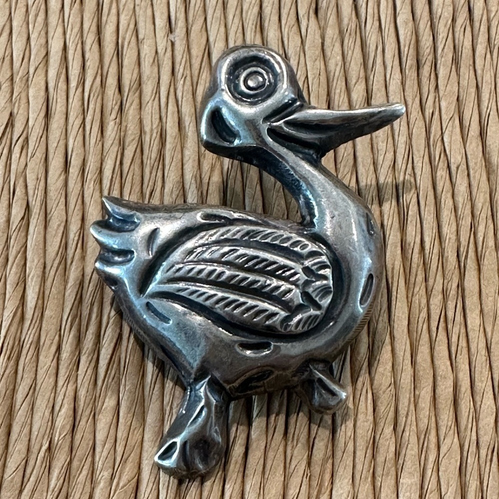 DUCK/BIRD brooch stamped “silver, made in Mexico, handmade”